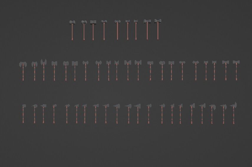 Battle Weapons  Collection Low-poly 3D model_1