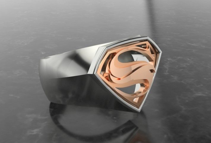 Super-Man Crest Ring 3D print model_2