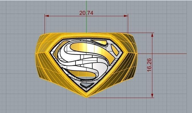 Super-Man Crest Ring 3D print model_5