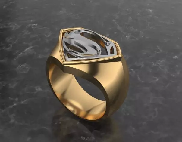 Super-Man Crest Ring 3D print model_0