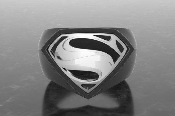 Super-Man Crest Ring 3D print model_4