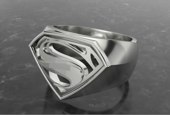 Super-Man Crest Ring 3D print model_1