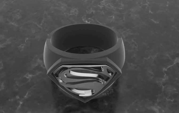 Super-Man Crest Ring 3D print model_3