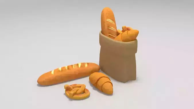 Bread Low-poly 3D model