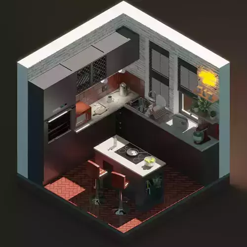 Stylized Isometric Kitchen