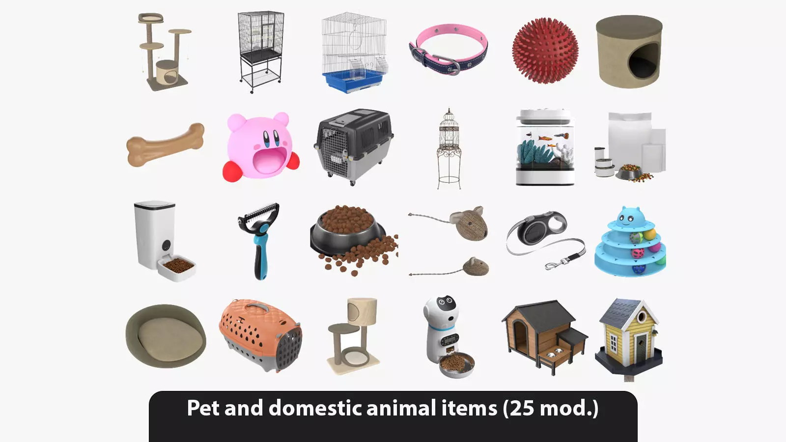 Pet and domestic animal related items 3D model_0