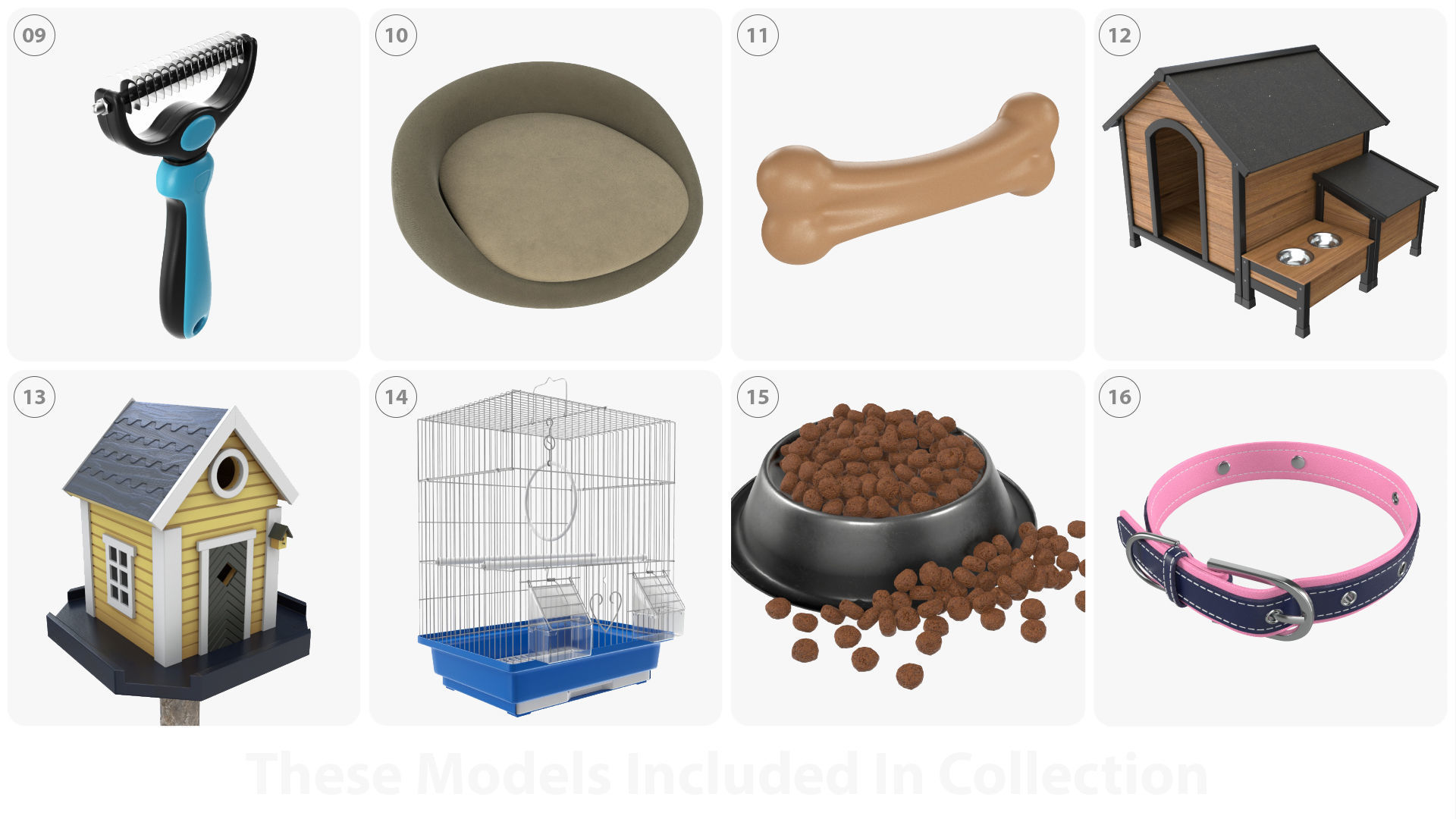 Pet and domestic animal related items 3D model_2