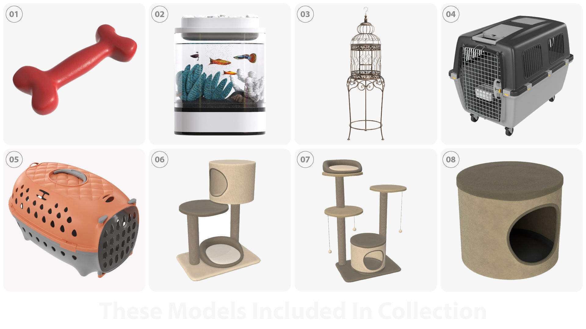 Pet and domestic animal related items 3D model_1