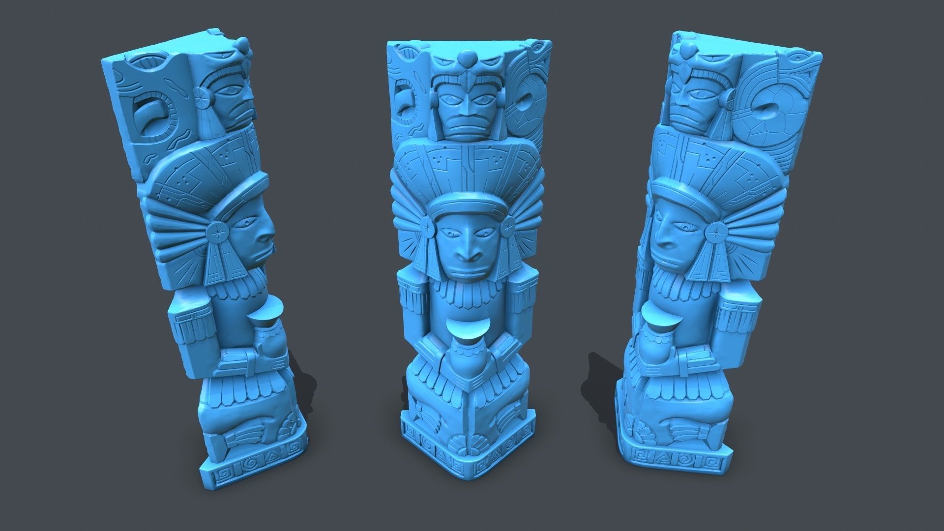Statue Aztec medicine man  HP 3D print model_3