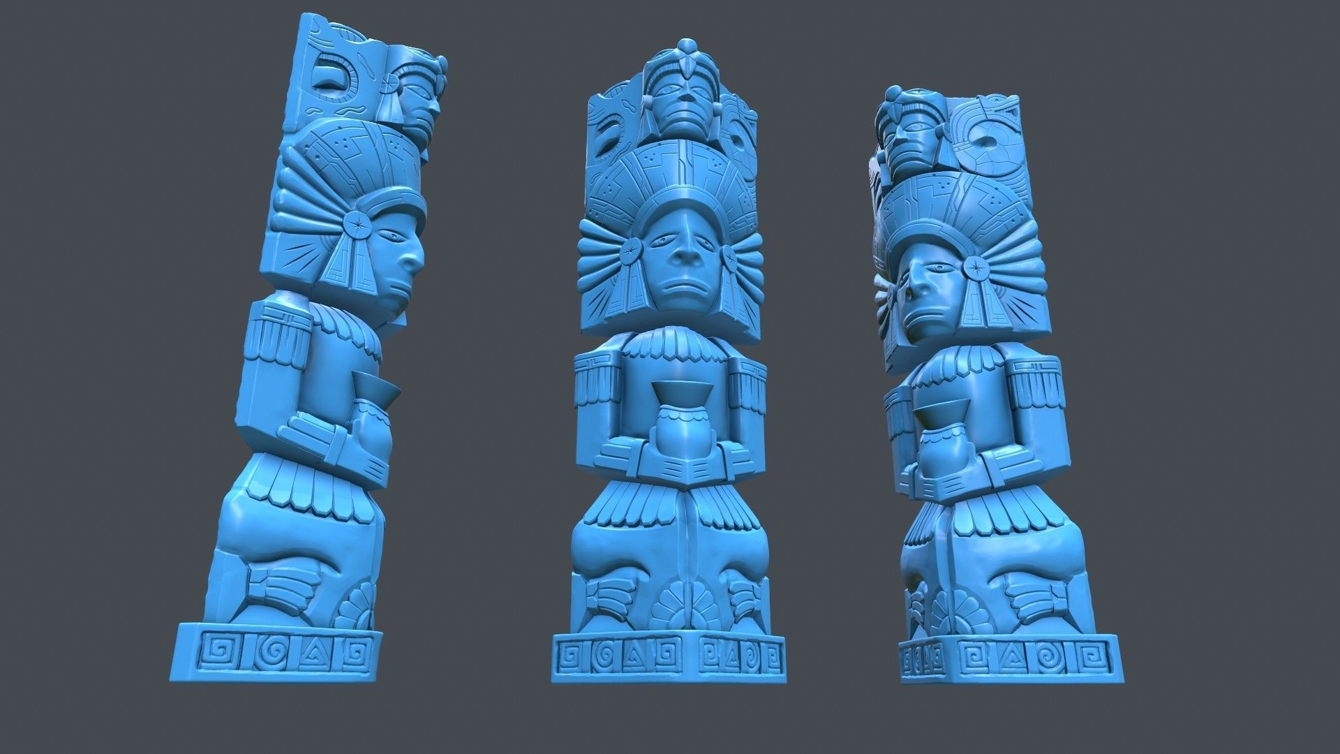 Statue Aztec medicine man  HP 3D print model_4