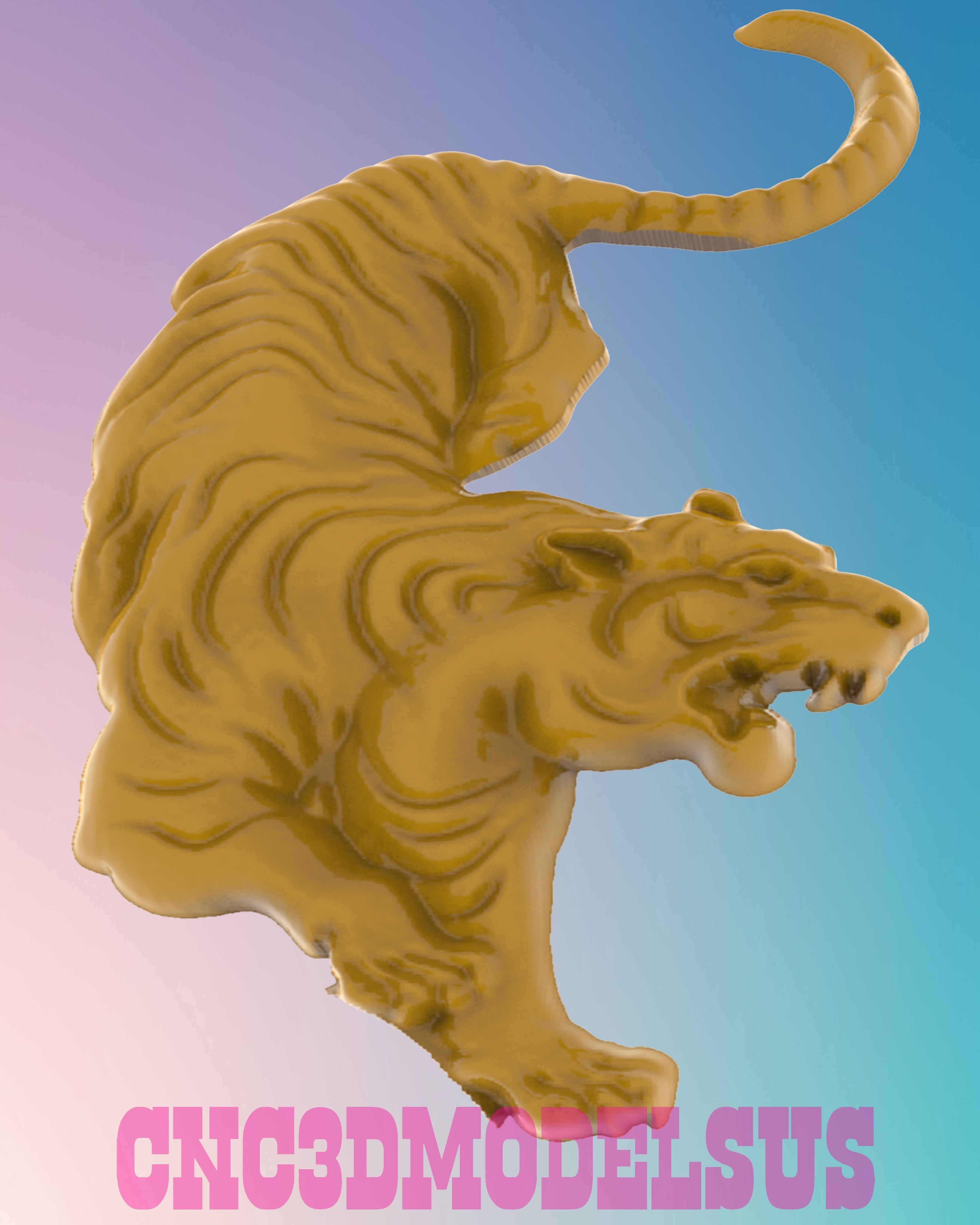 Tiger attack 3D MODEL STL FILE FOR CNC ROUTER LASER 3D print model_1