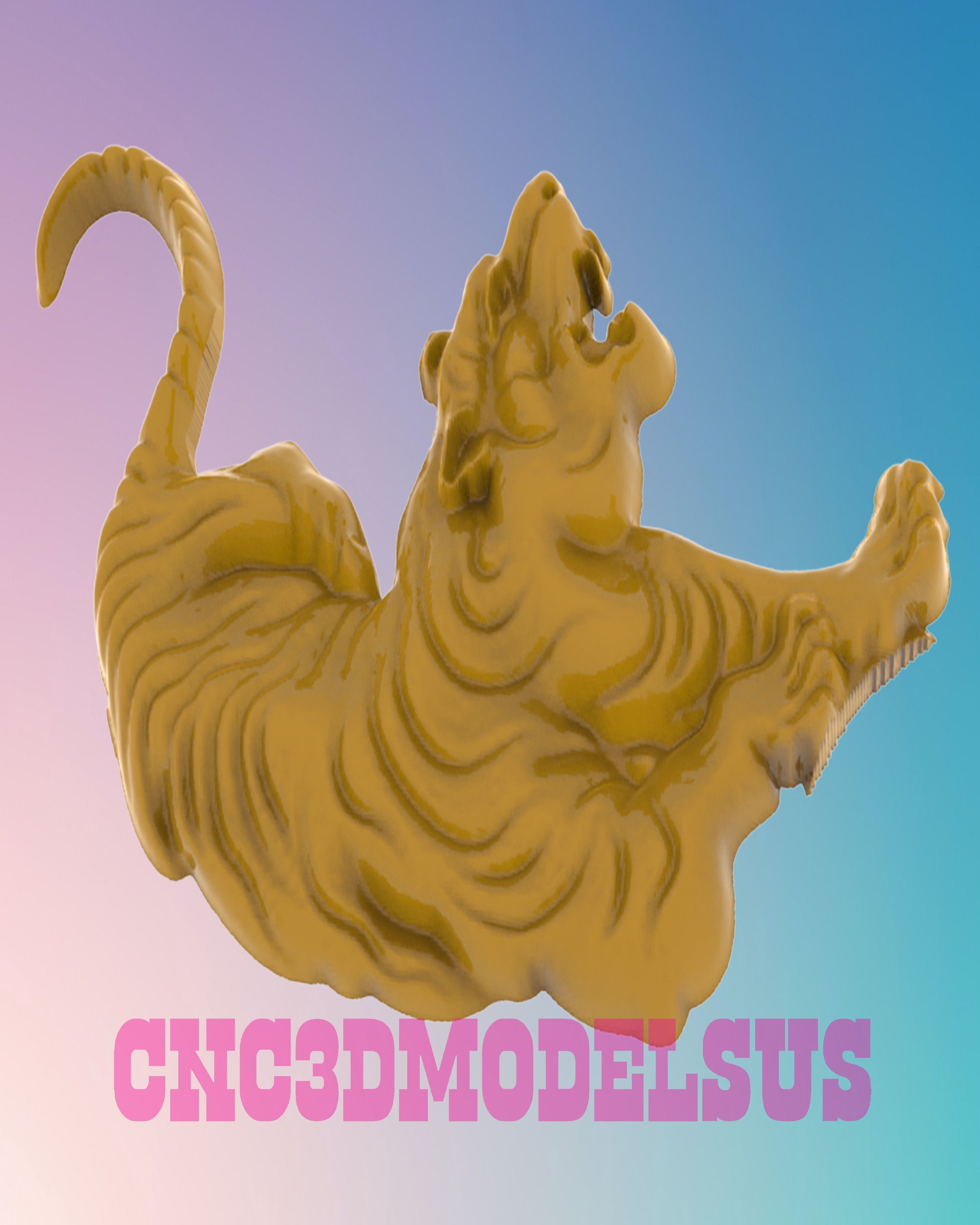 Tiger attack 3D MODEL STL FILE FOR CNC ROUTER LASER 3D print model_2
