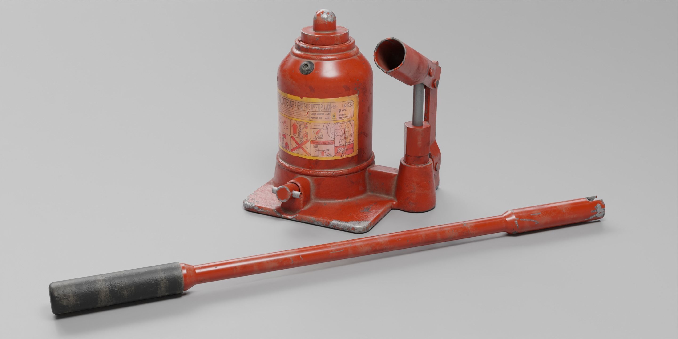 Hydraulic Jack Low-poly 3D model_1