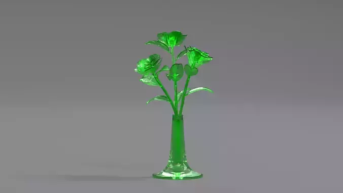 Glass Flower Showpiece Red