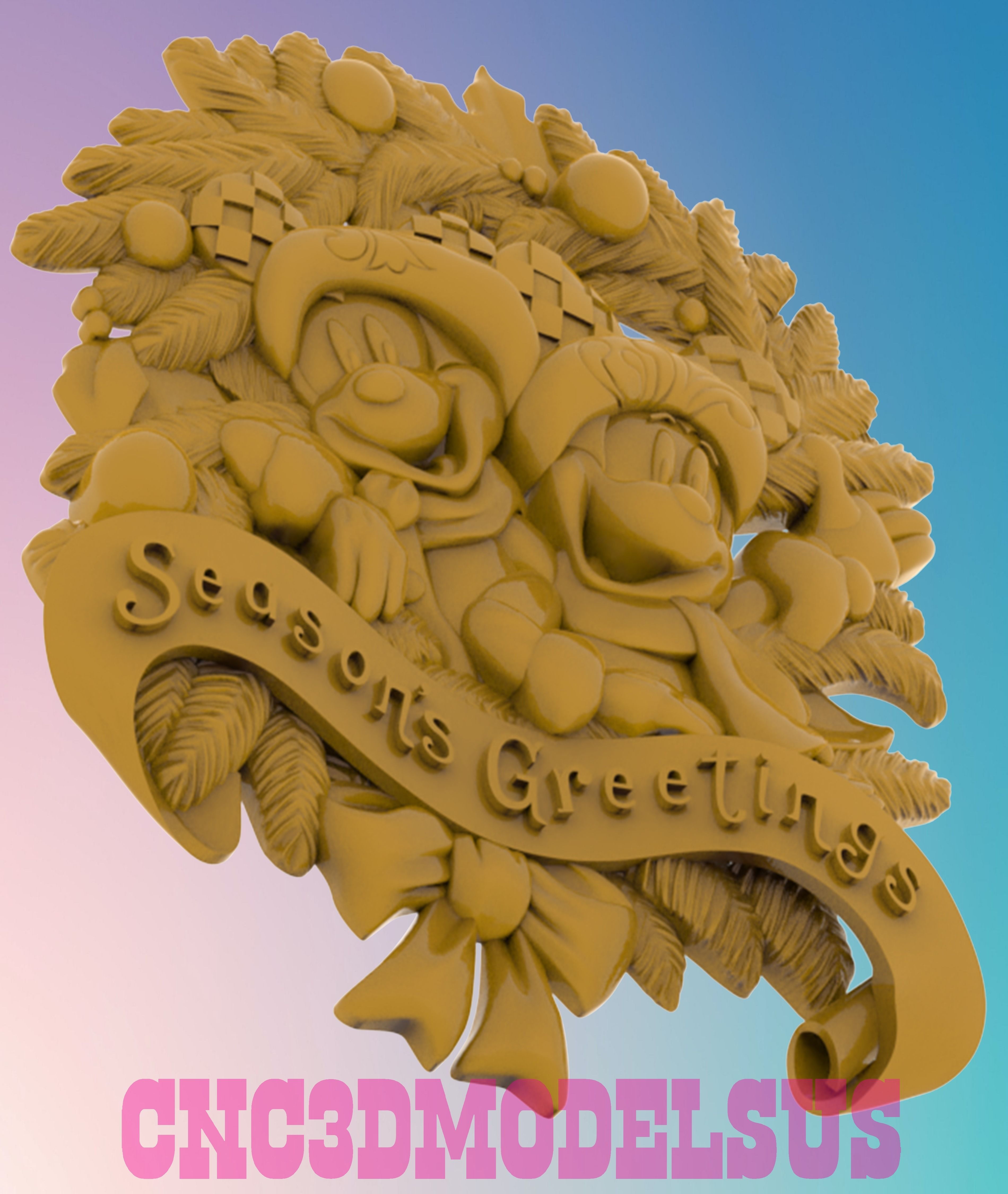 Mickey Mouse Christmas 3D MODEL STL FILE FOR CNC ROUTER LASER 3D print model_1