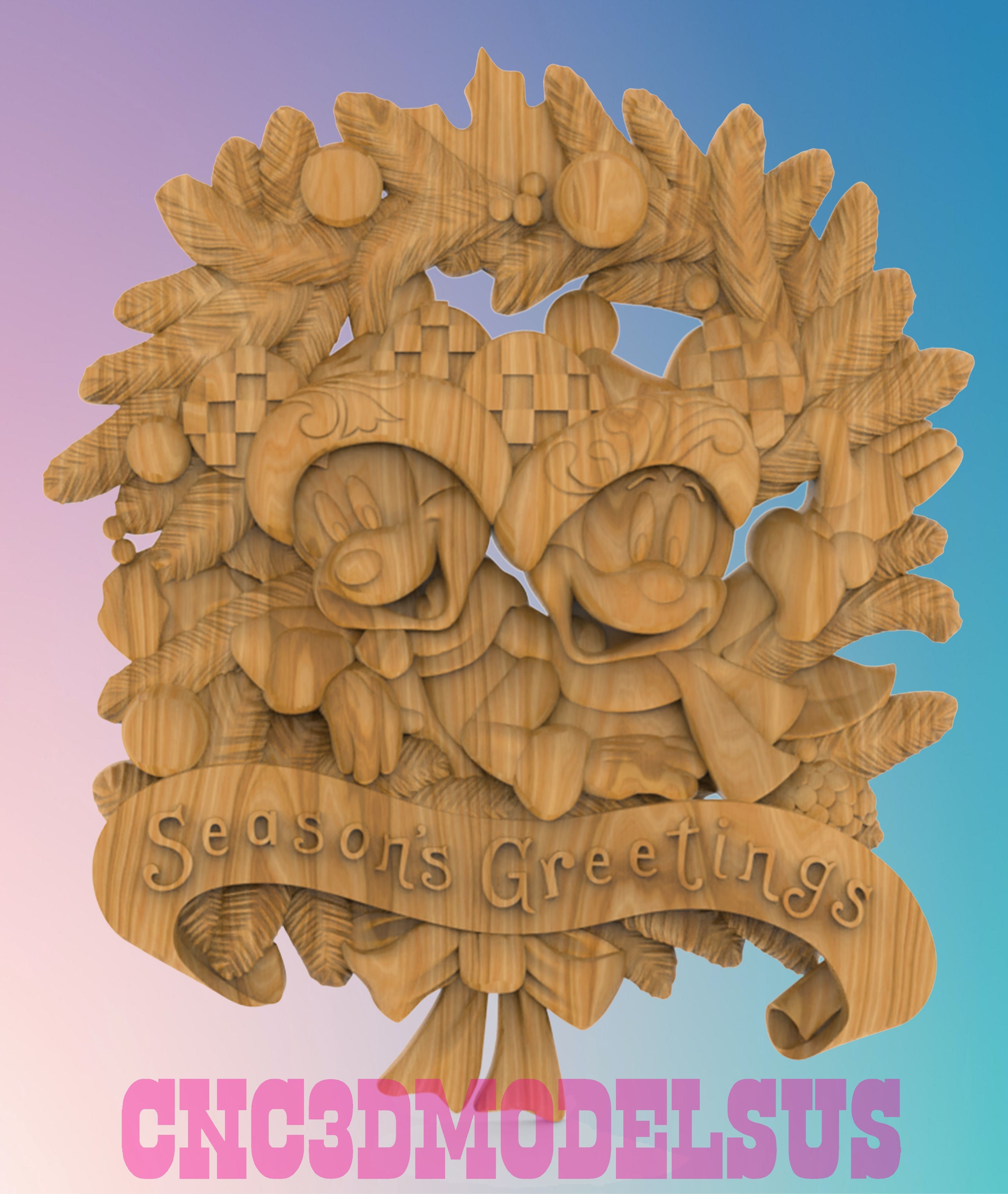 Mickey Mouse Christmas 3D MODEL STL FILE FOR CNC ROUTER LASER 3D print model_2