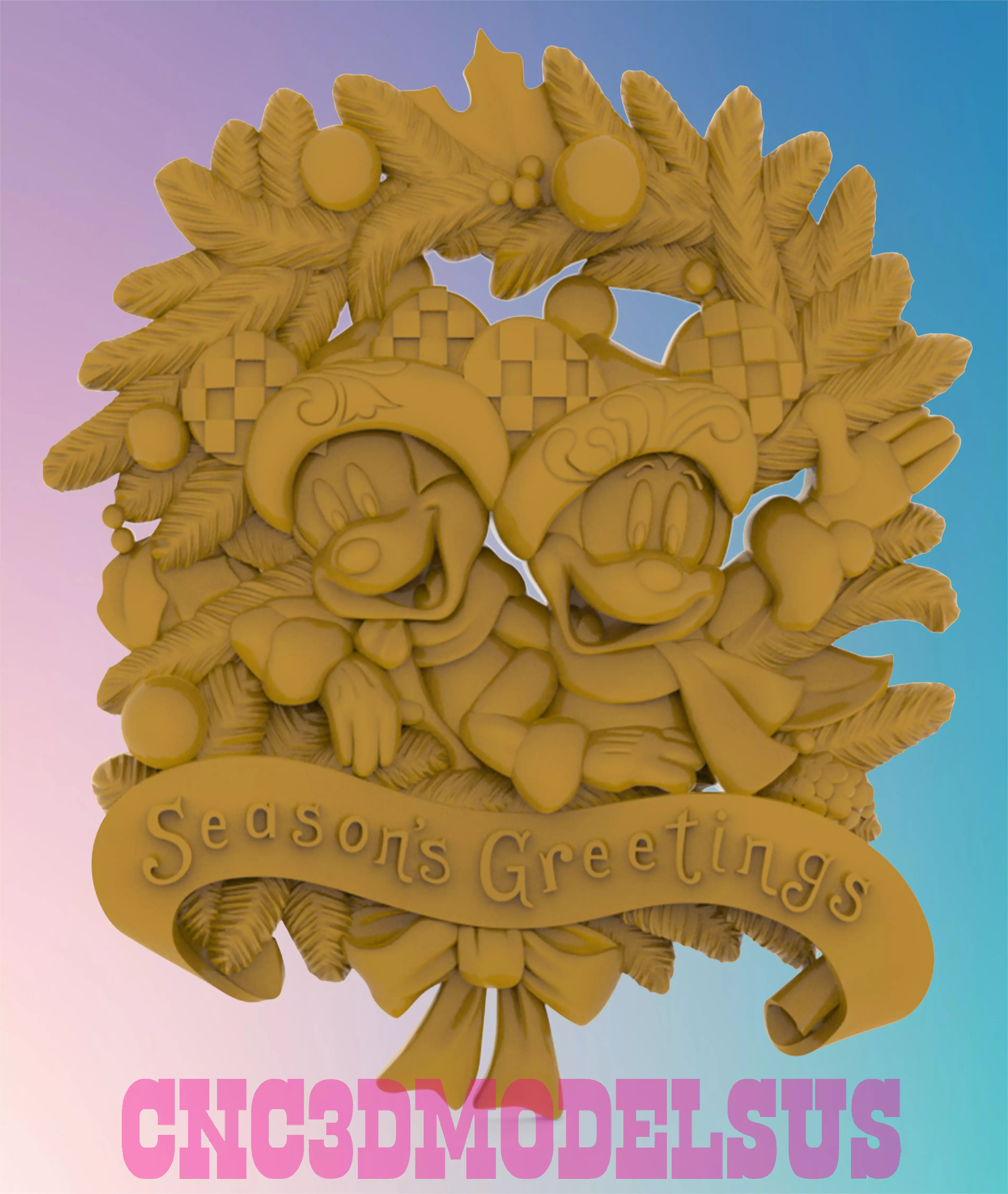 Mickey Mouse Christmas 3D MODEL STL FILE FOR CNC ROUTER LASER 3D print model_0