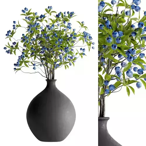 blueberry bouquet inserted into clay pot