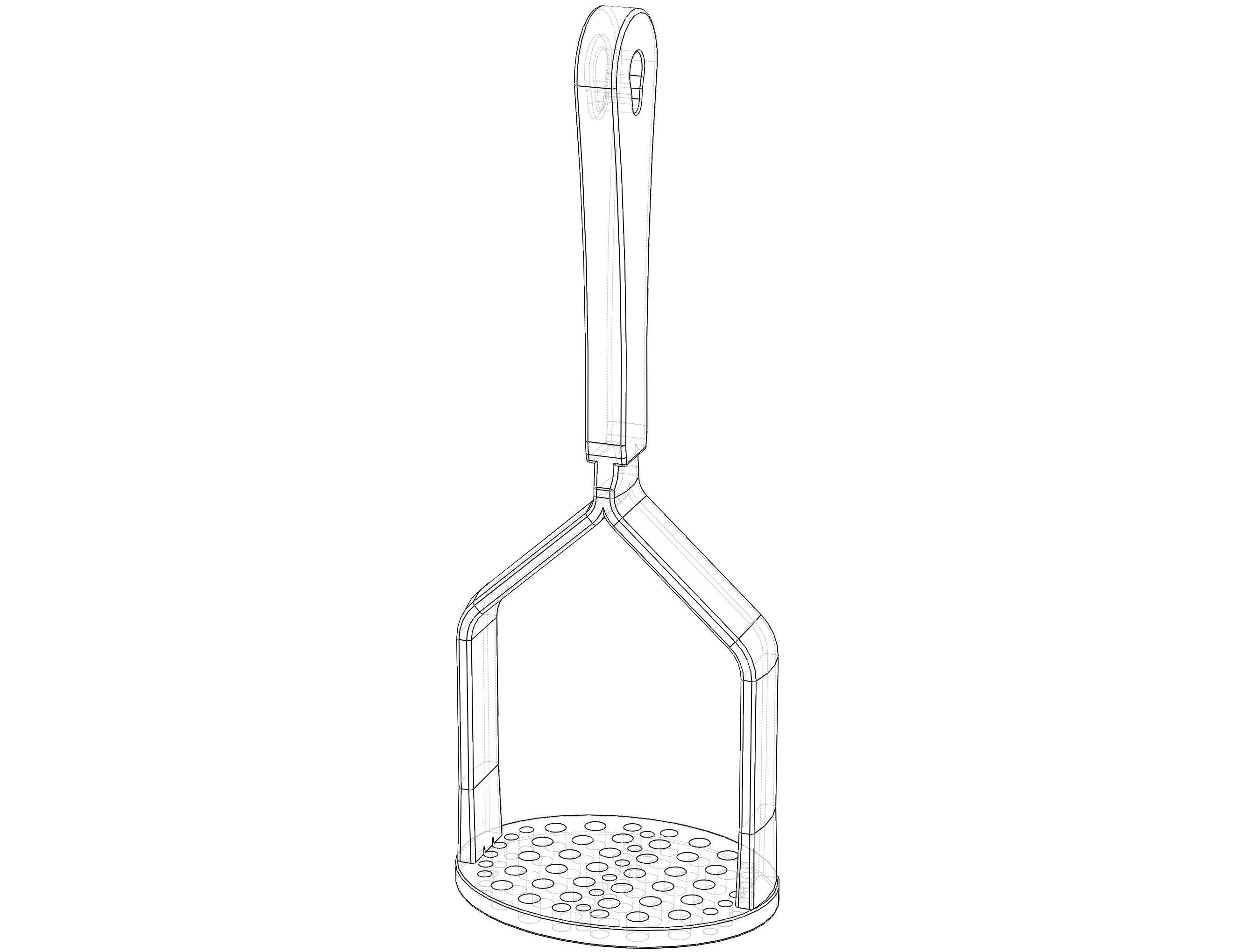 Manual Potato Masher Press 3D print model_3