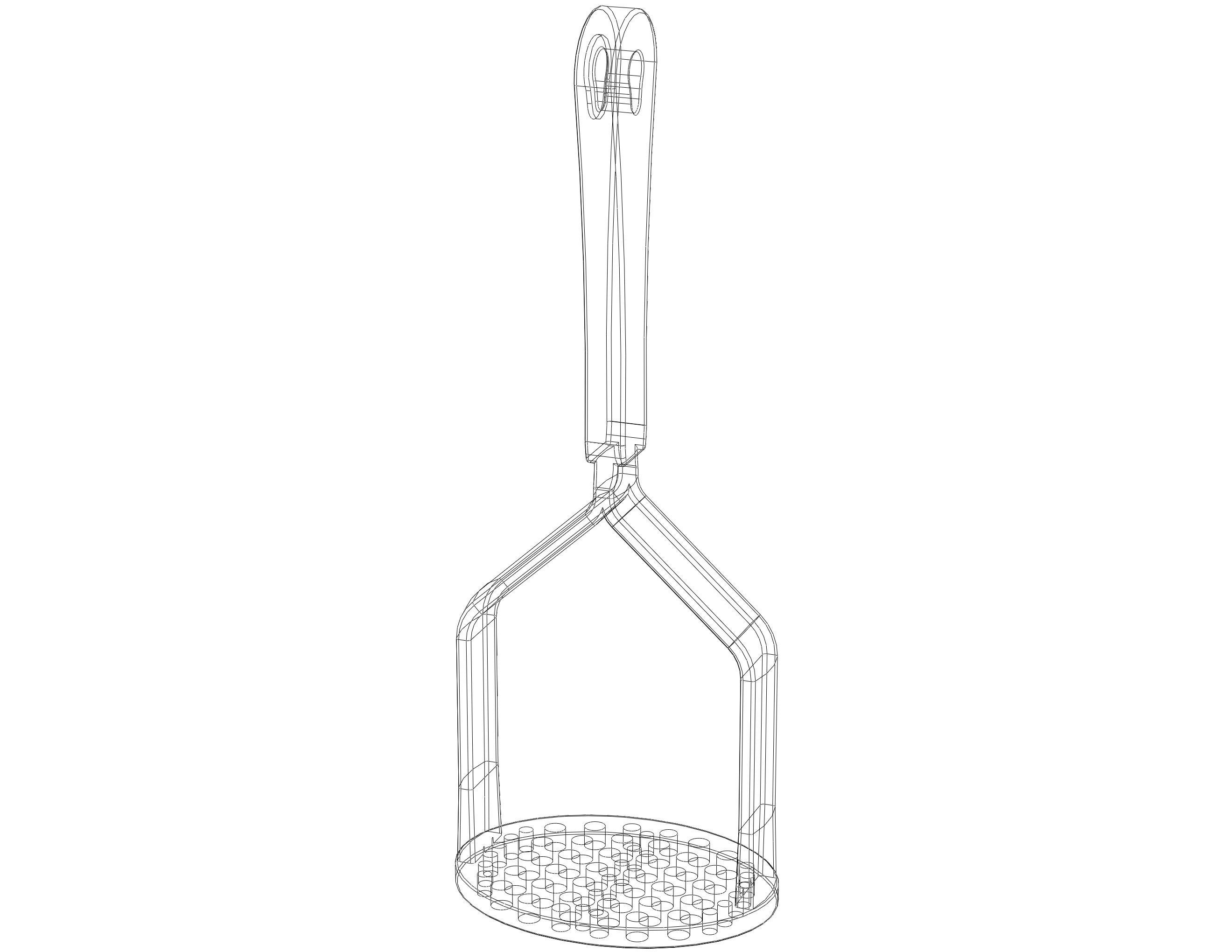 Manual Potato Masher Press 3D print model_4