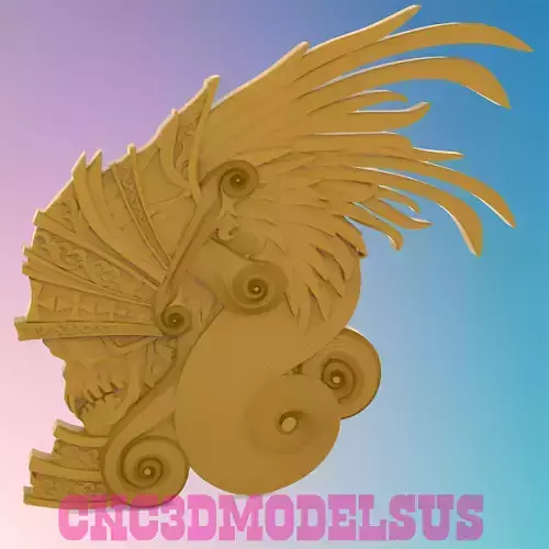 Decorated skull 3D MODEL STL FILE FOR CNC ROUTER LASER