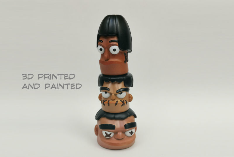 3 wise shrunken heads  3D print model_1