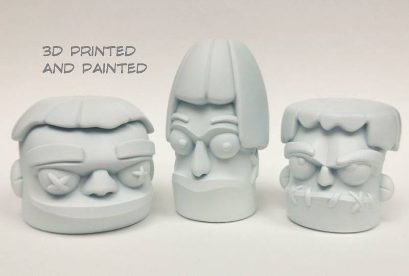 3 wise shrunken heads  3D print model_2