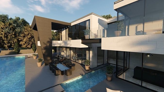 Regina Villa Exterior Design 3D model 4