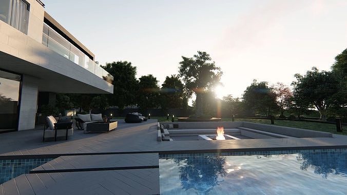 Regina Villa Exterior Design 3D model 7