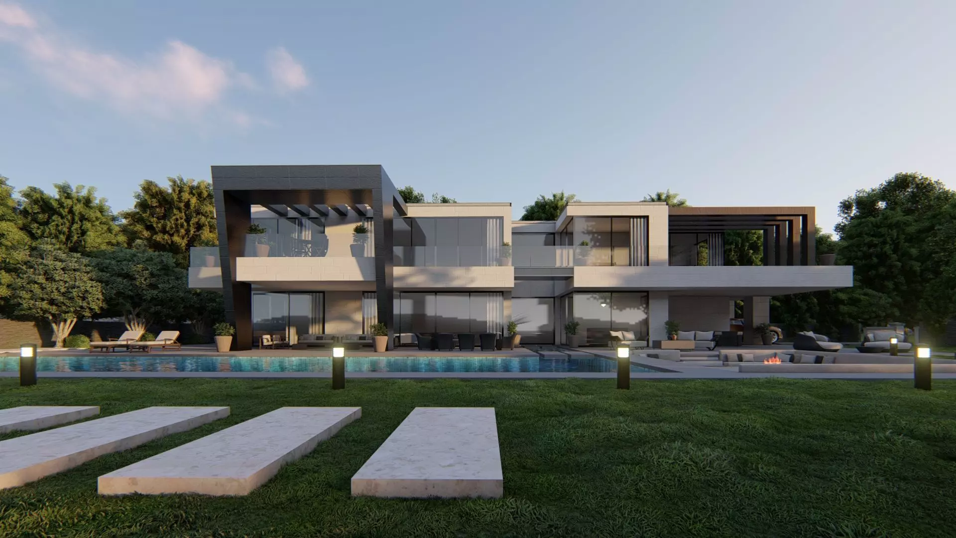 Regina Villa Exterior Design 3D model_10