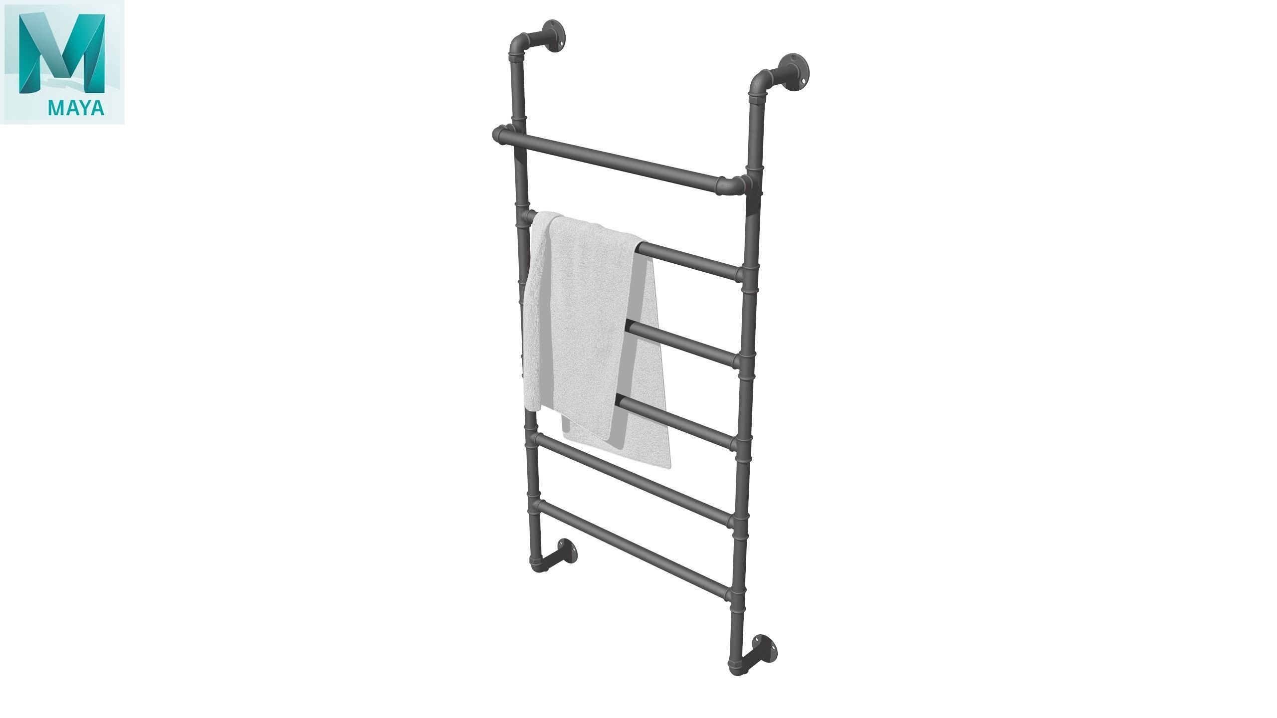 Heated Towel Rail Low-poly 3D model_26