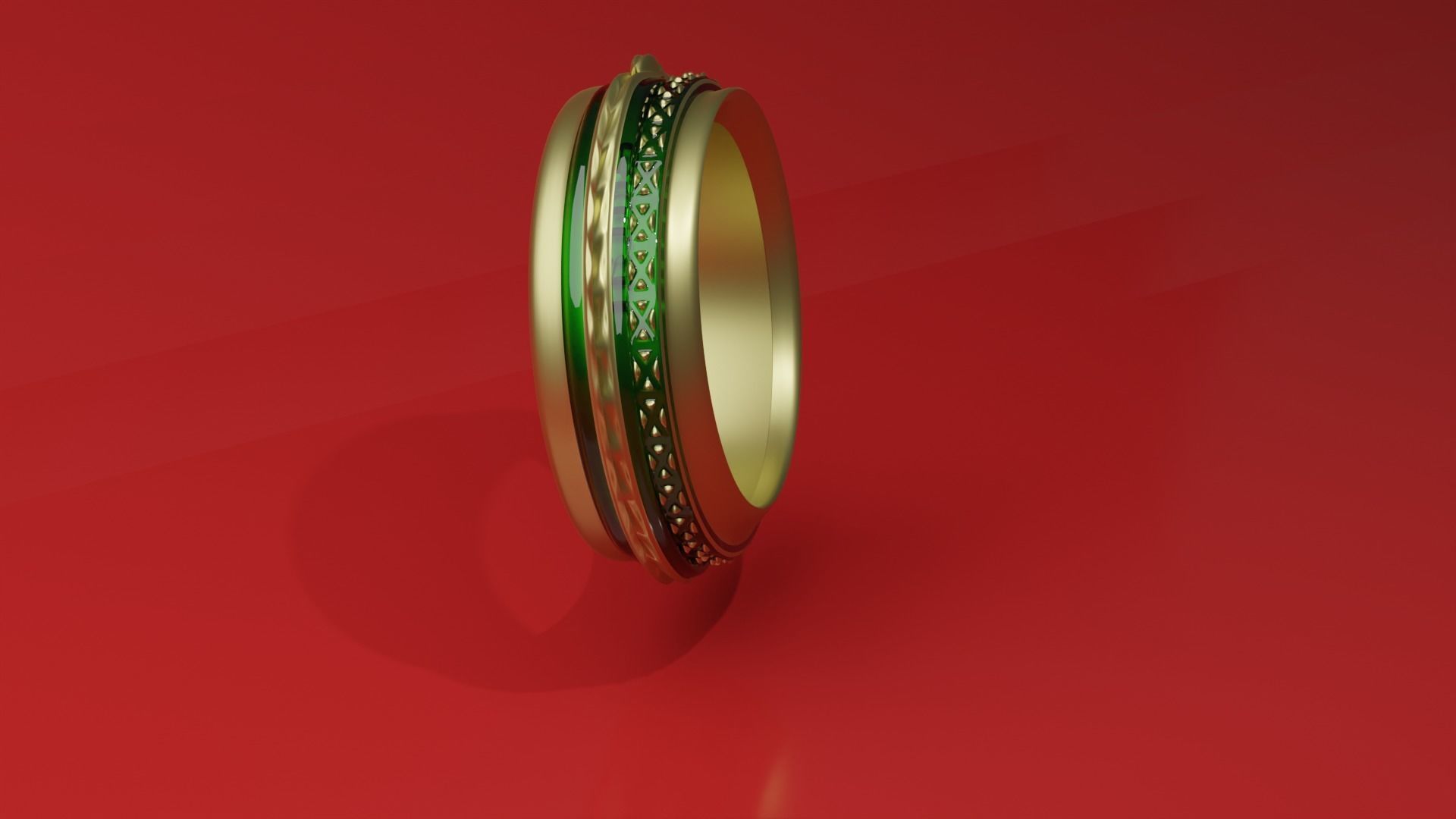 Emerald and pure gold ring 3D model_1