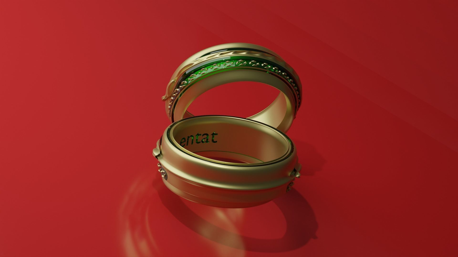 Emerald and pure gold ring 3D model_2