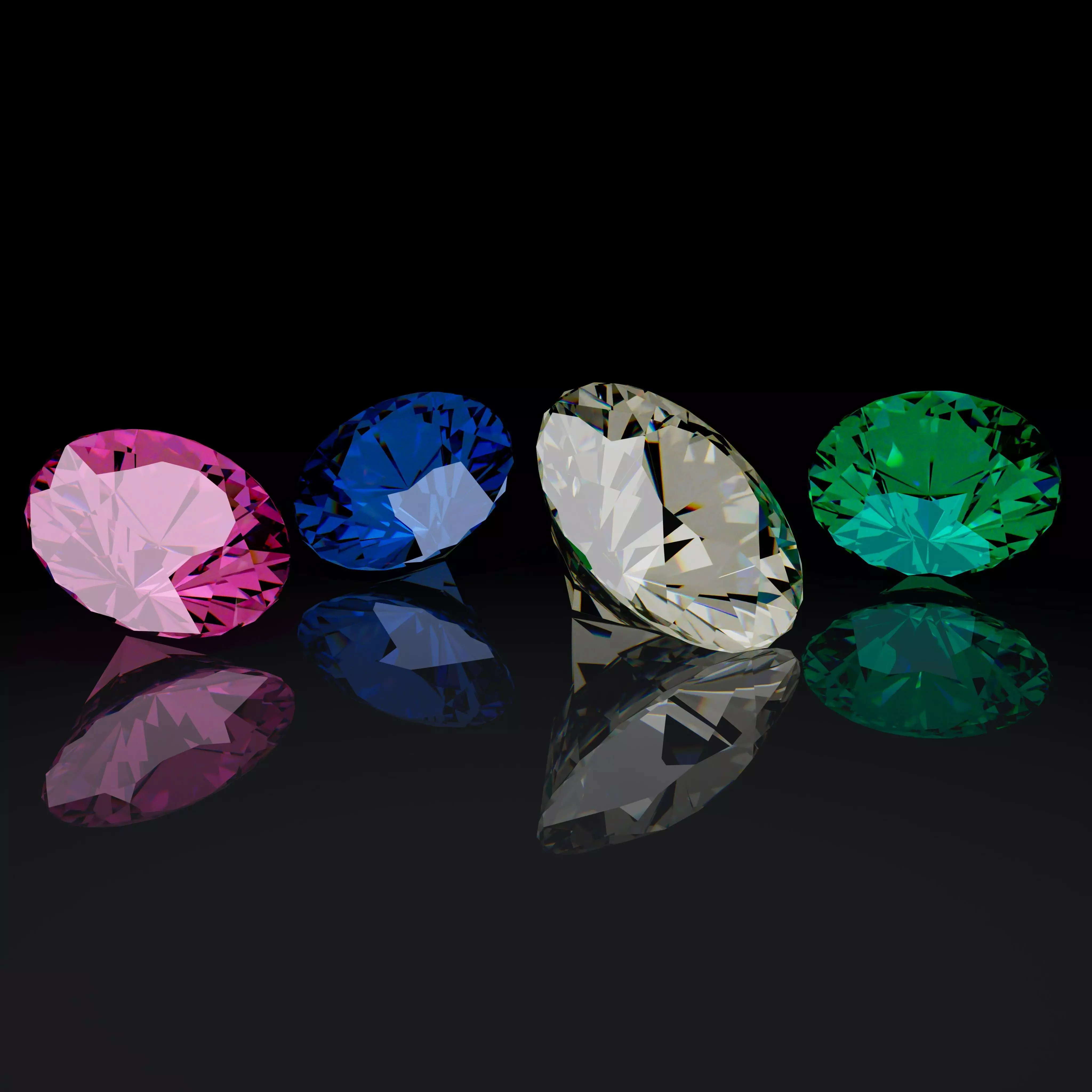 Colored Realistic Diamonds Free low-poly 3D model