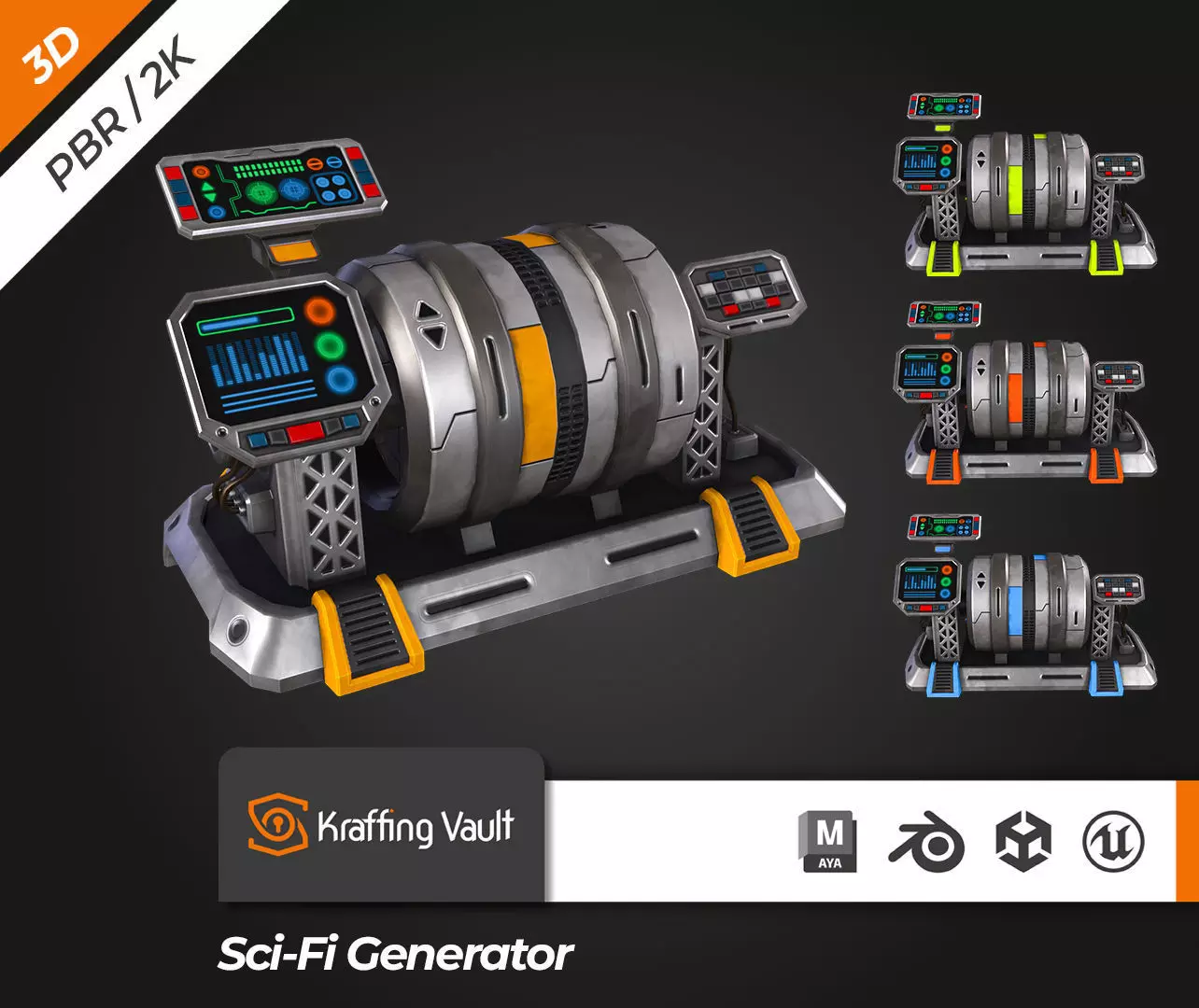 SCI-FI Generator Low-poly 3D model_0