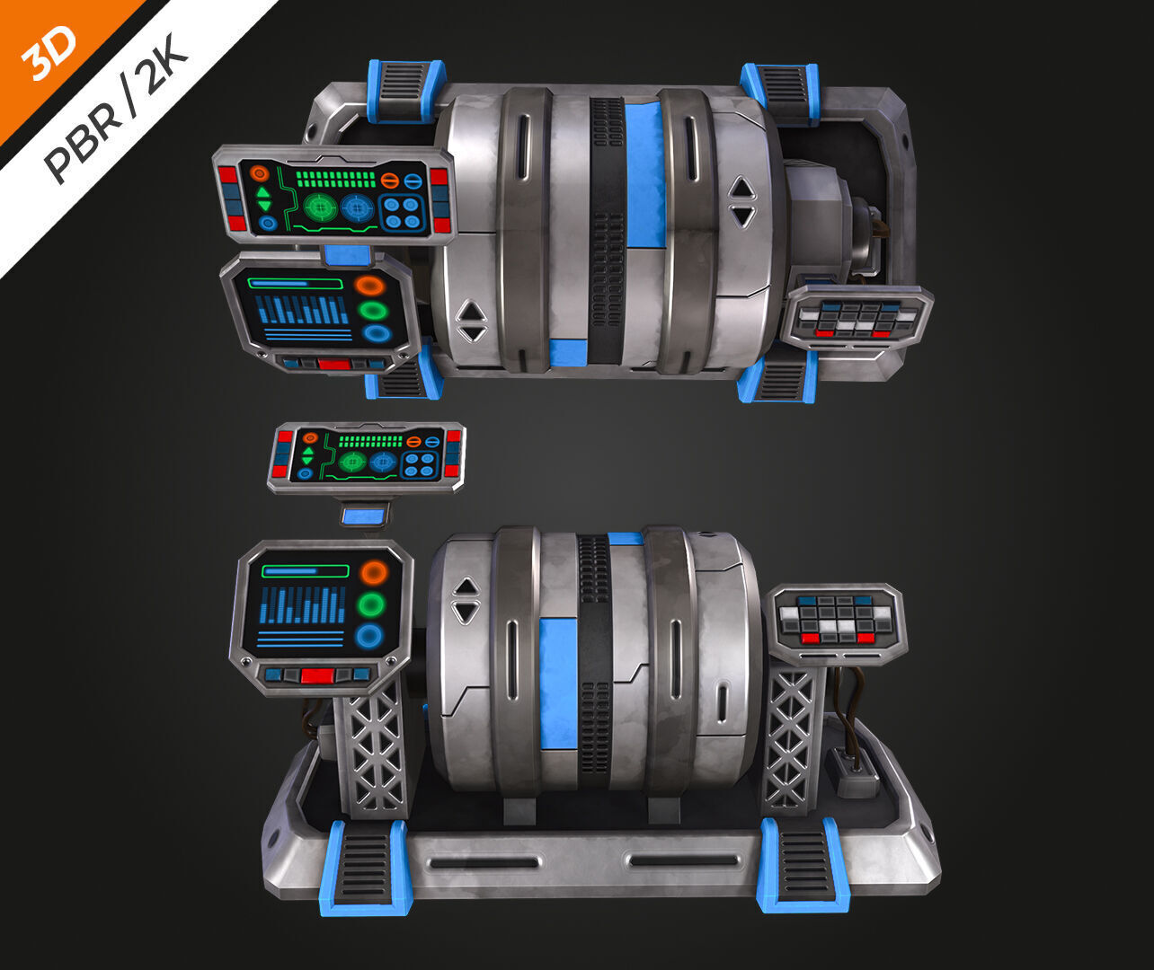 SCI-FI Generator Low-poly 3D model_7