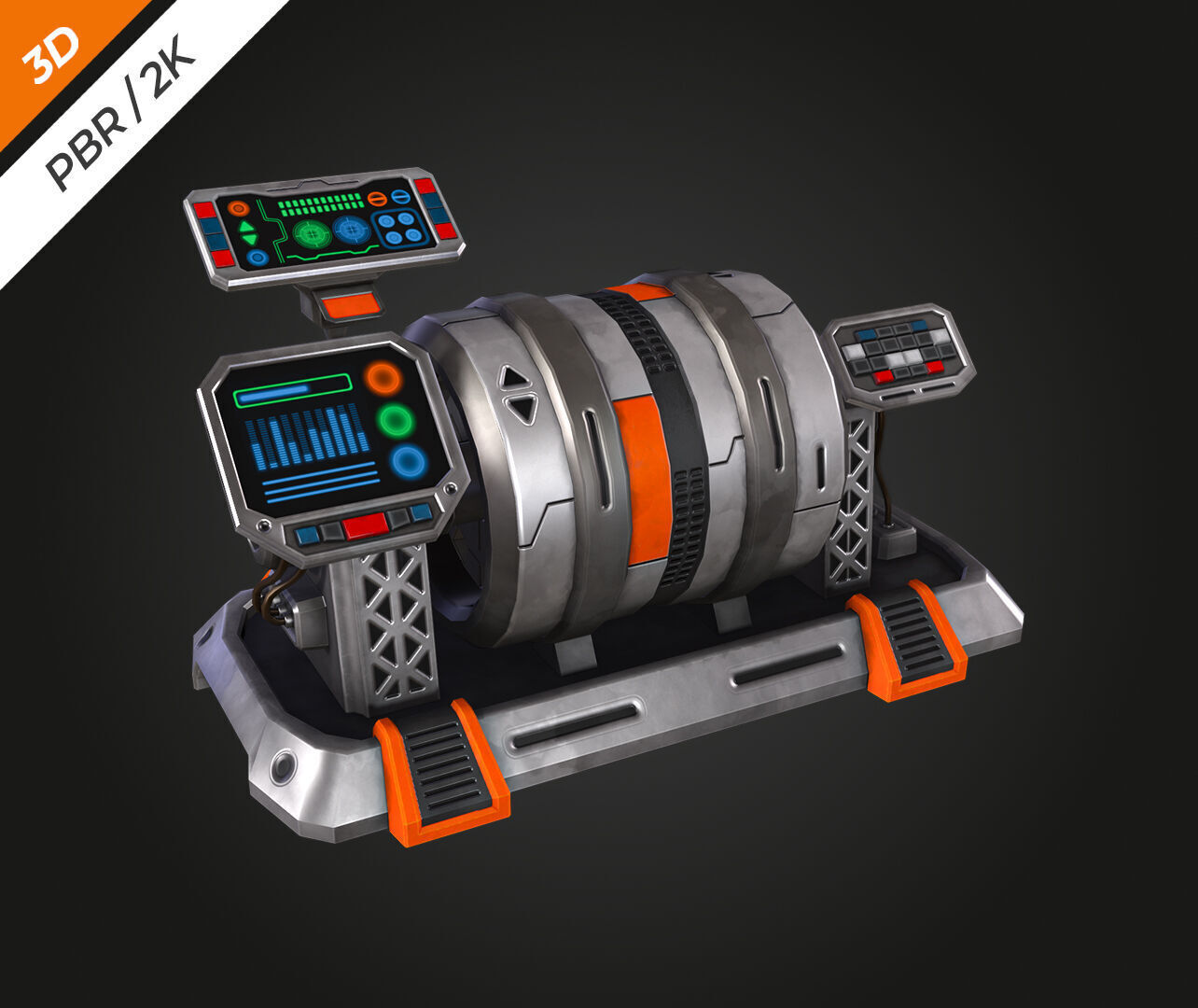 SCI-FI Generator Low-poly 3D model_4