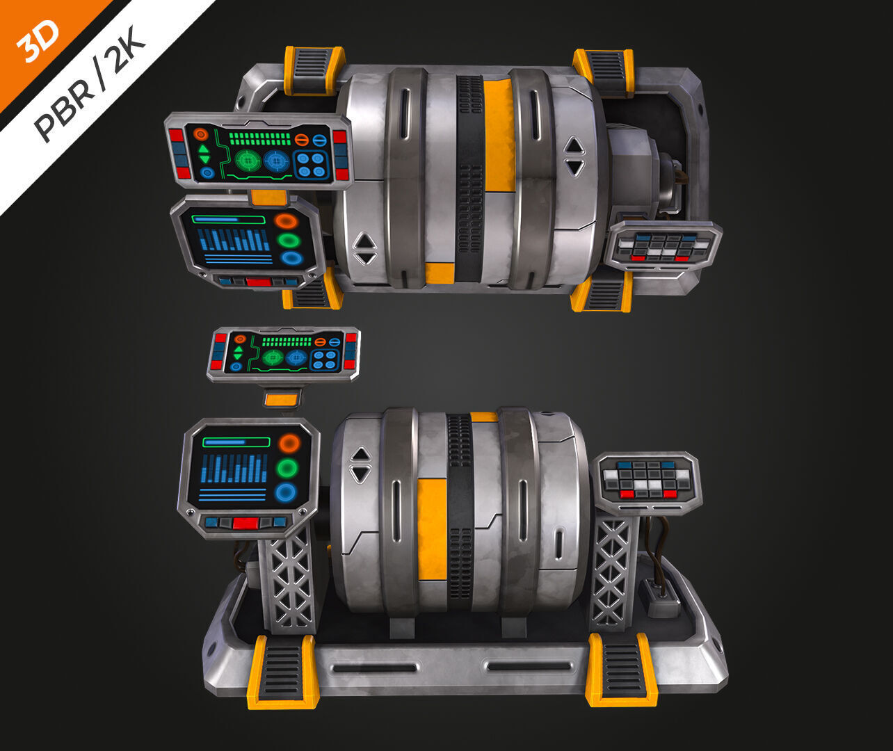 SCI-FI Generator Low-poly 3D model_6