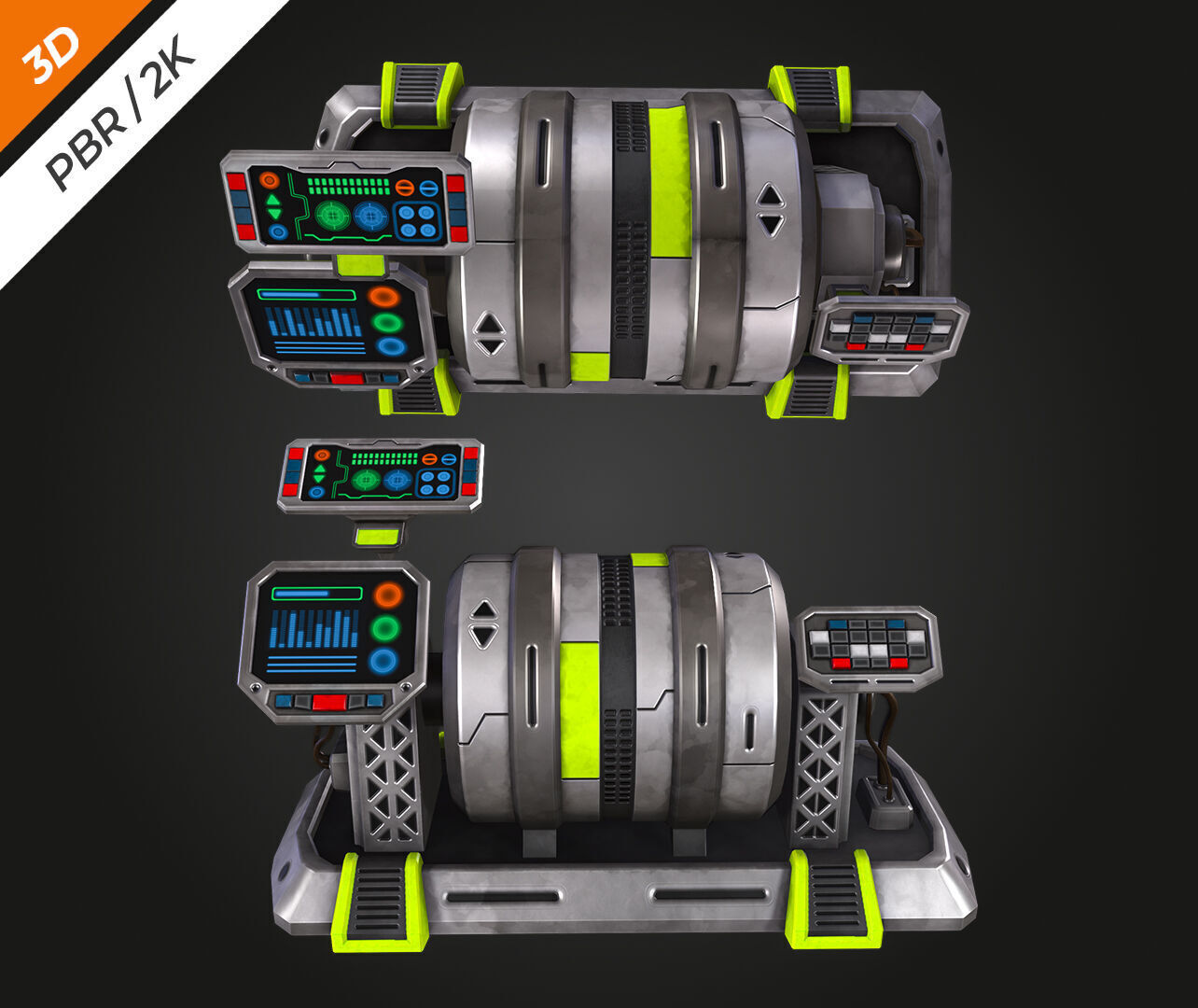 SCI-FI Generator Low-poly 3D model_9