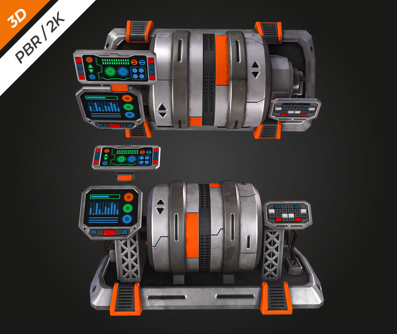 SCI-FI Generator Low-poly 3D model_8