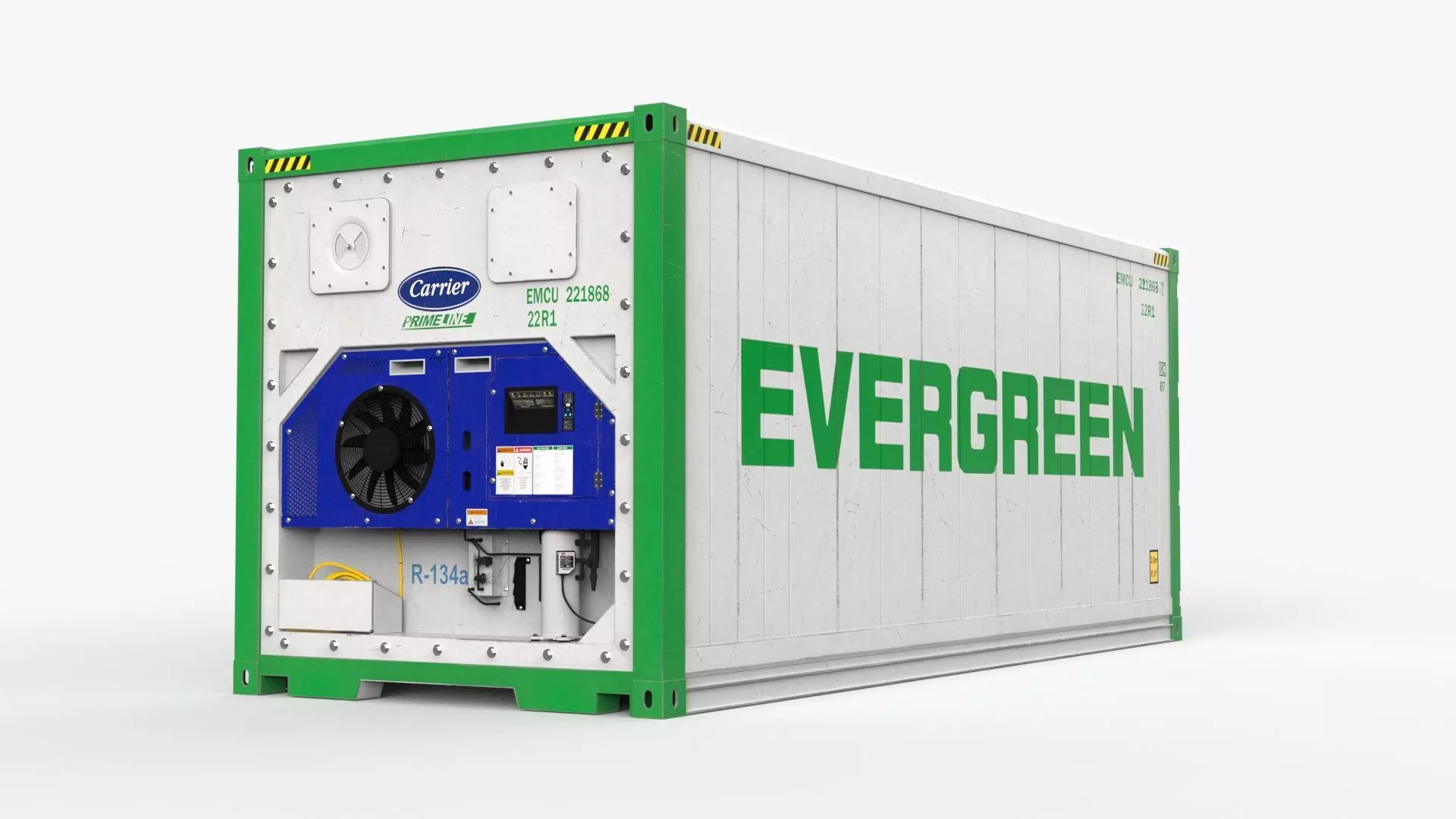 20ft EVERGREEN shipping Container Reefer CARRIER 3D model_0
