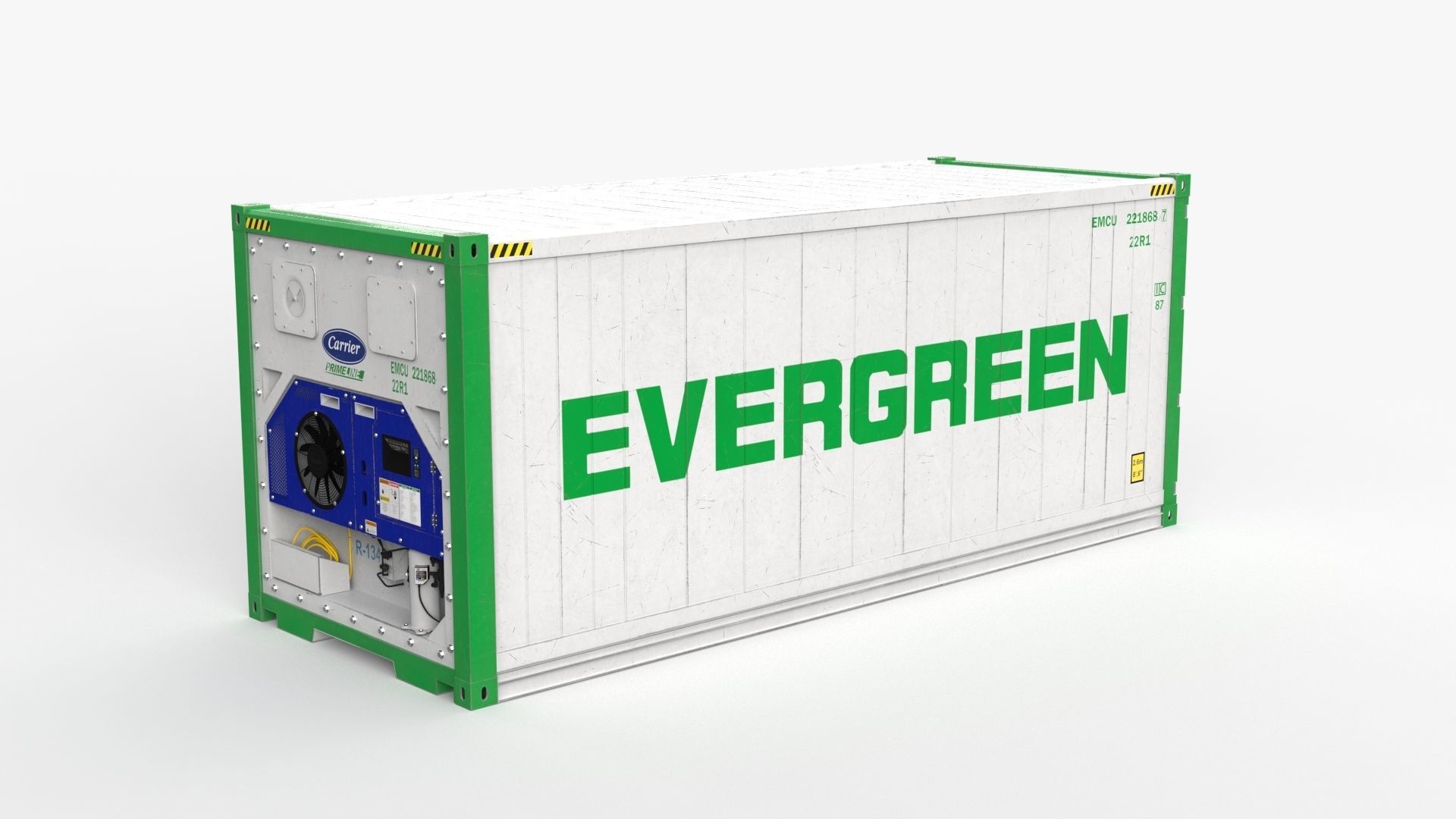20ft EVERGREEN shipping Container Reefer CARRIER 3D model_3