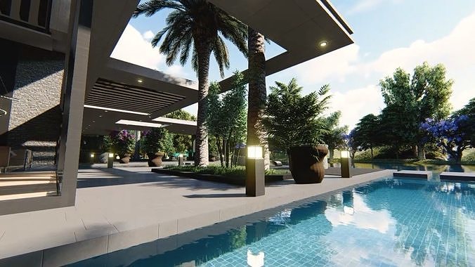 Tassadar Villa Exterior Design 3D model 5