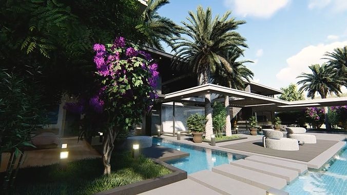 Tassadar Villa Exterior Design 3D model 4