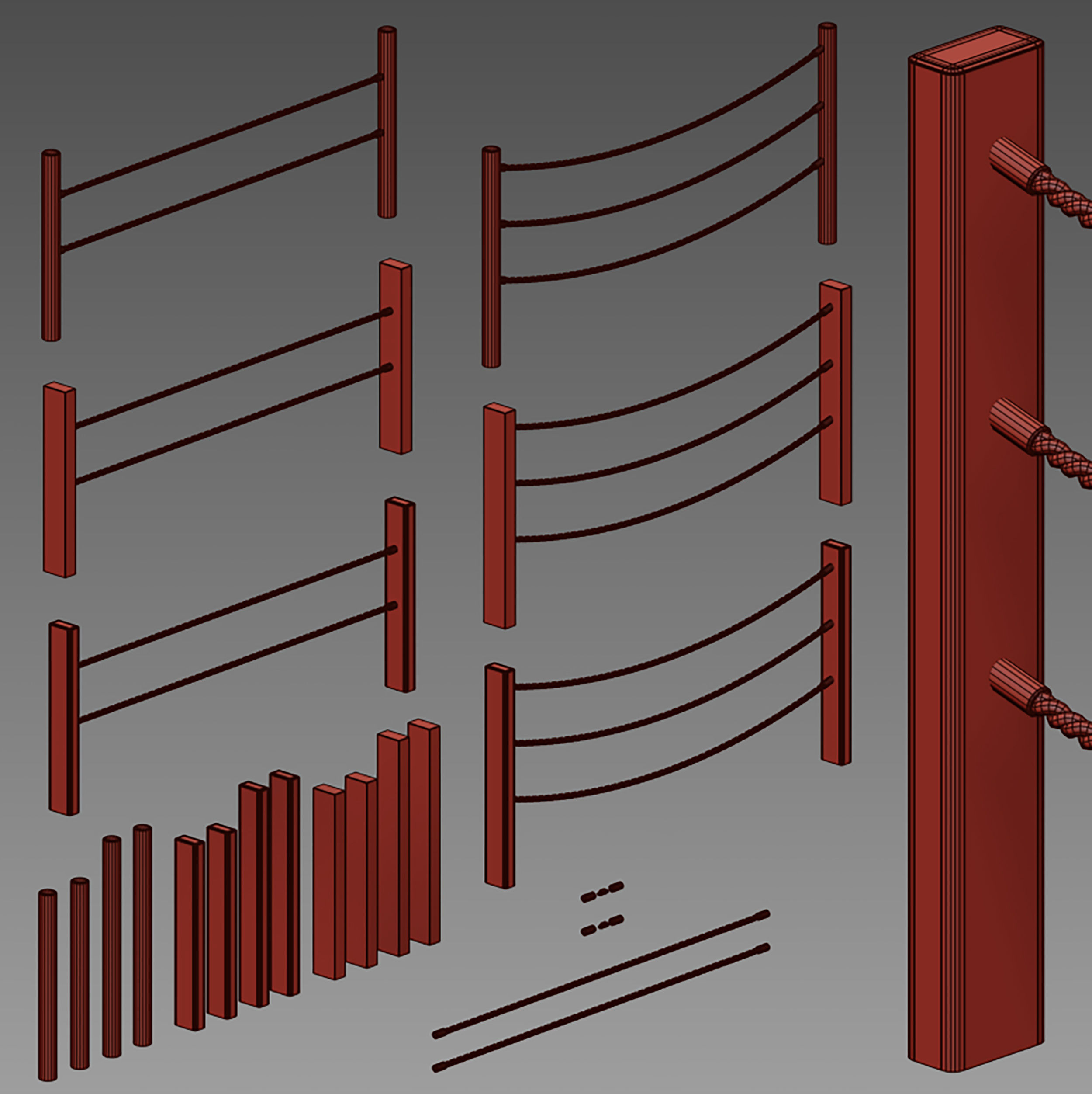 Rope fence constructor 3D model_22