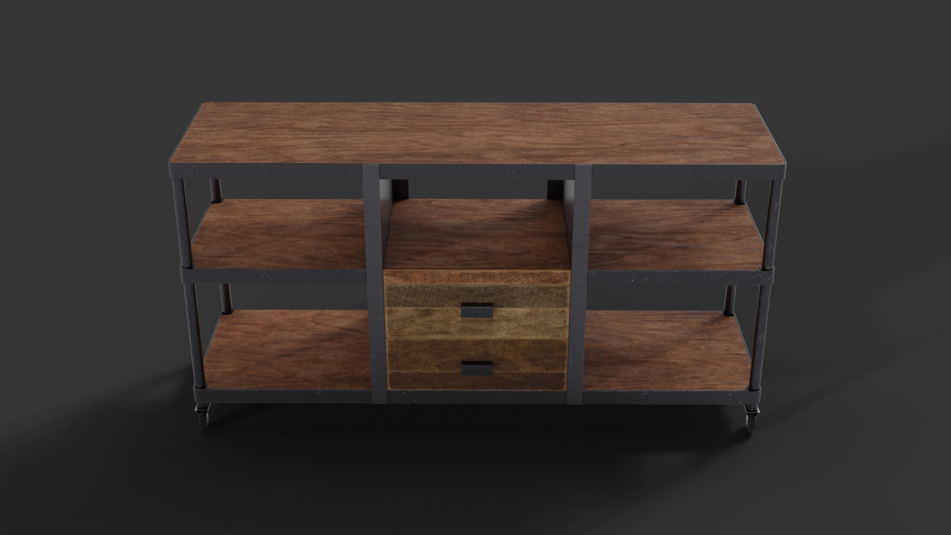 Industrial-style Media Console 3D model_2