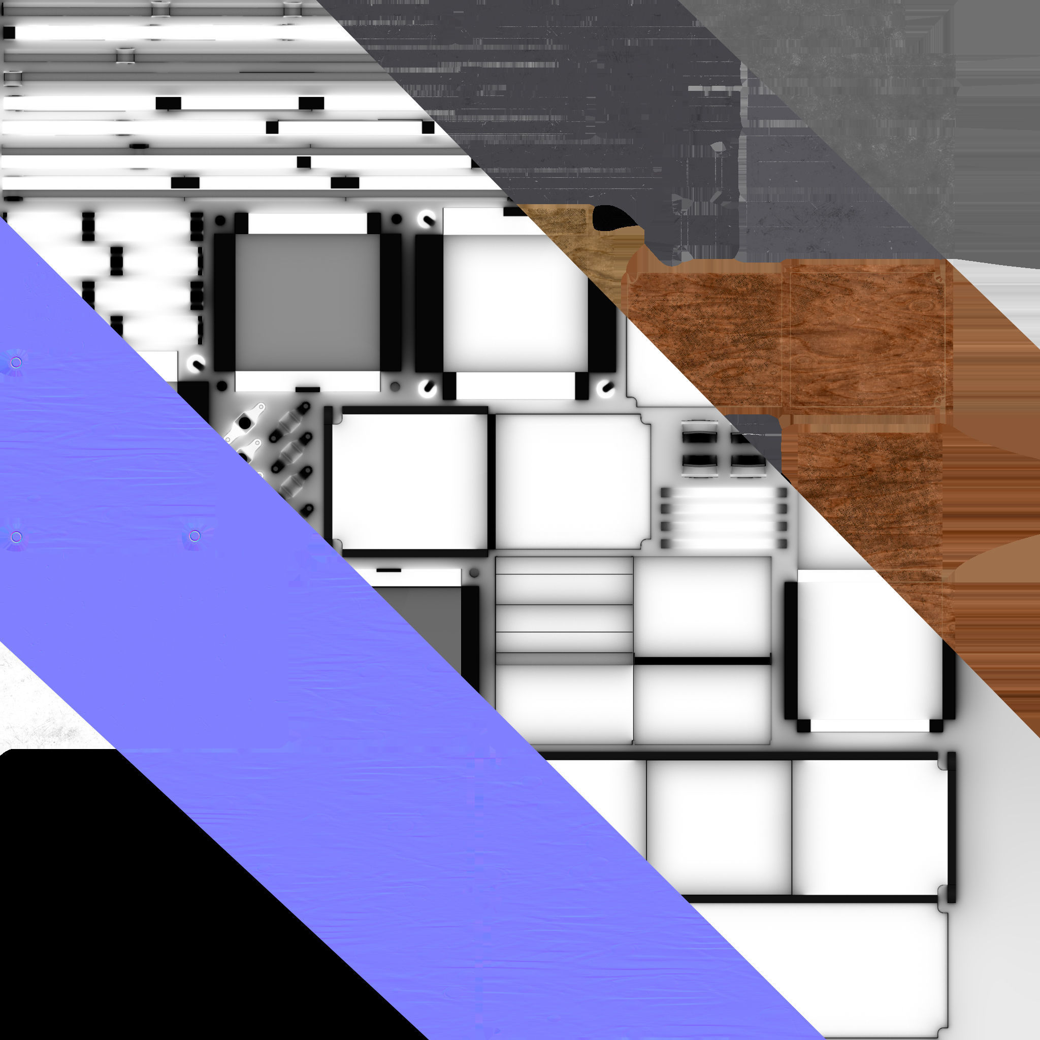 Industrial-style Media Console 3D model_5