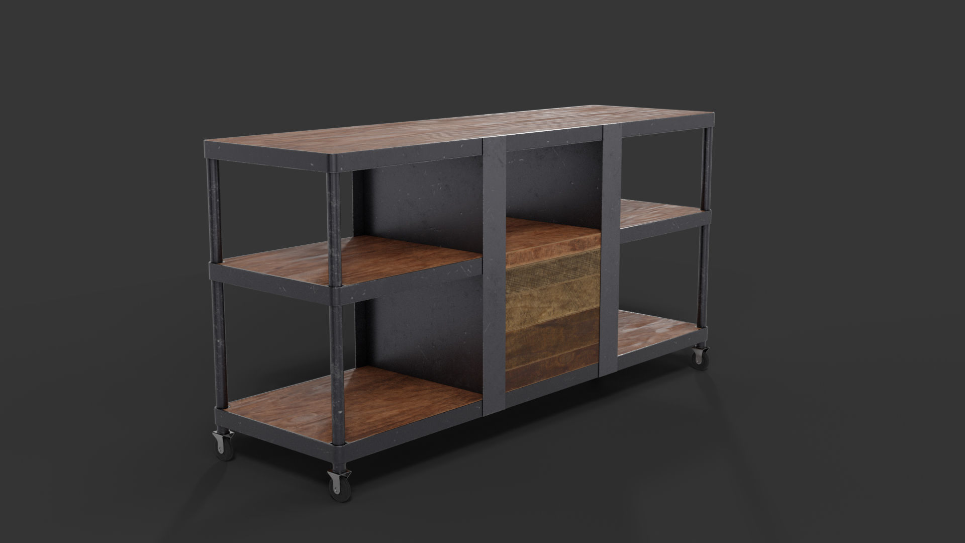 Industrial-style Media Console 3D model_3