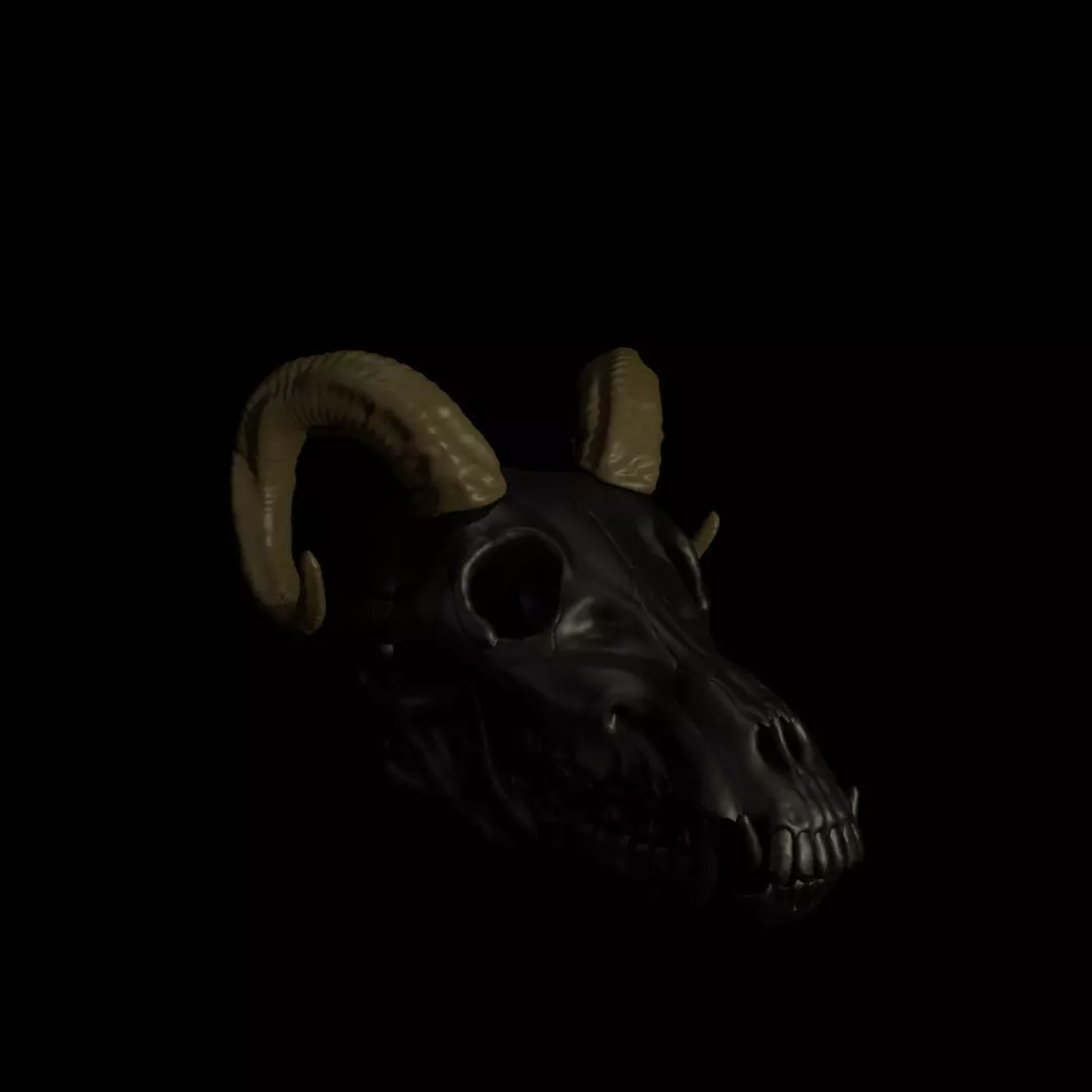 Ram Horns For Skull Pet Puppet 3D Print 3D print model_0