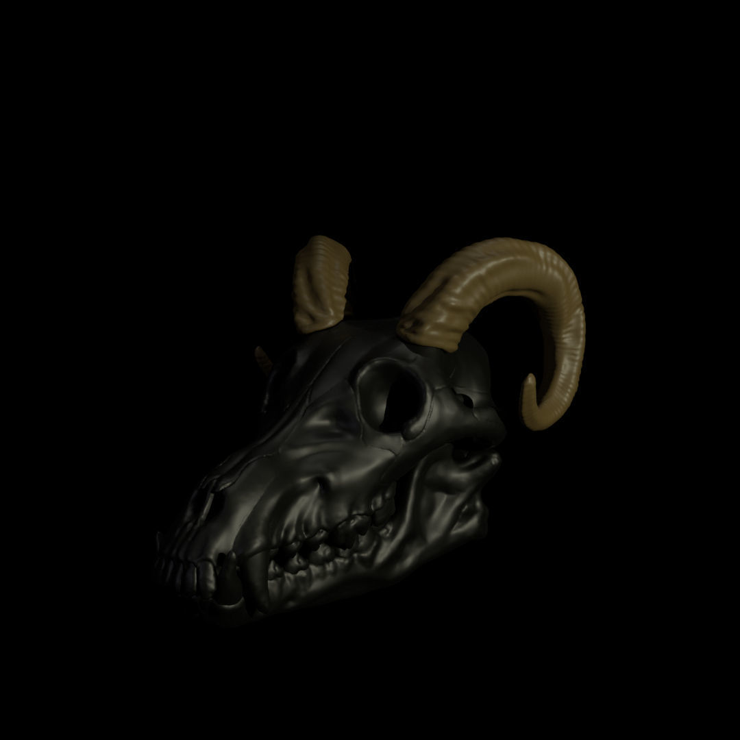 Ram Horns For Skull Pet Puppet 3D Print 3D print model_8